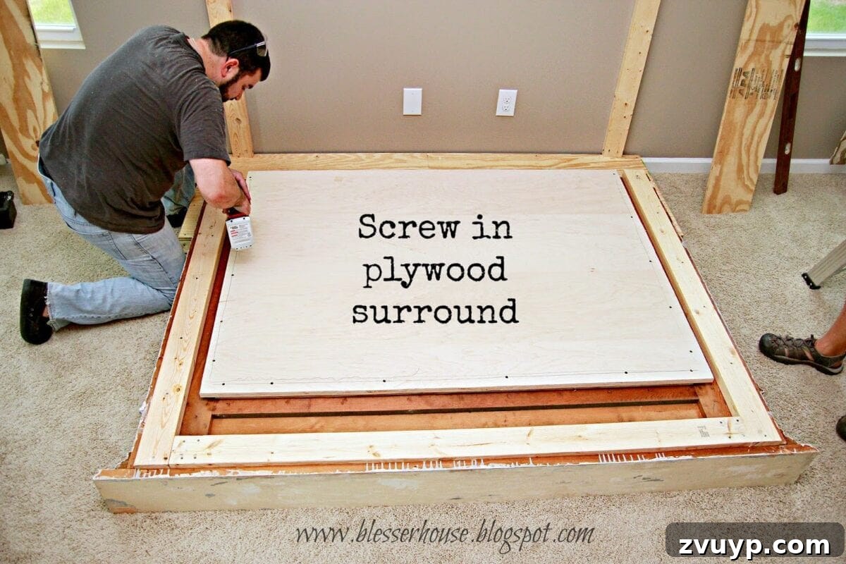 Securing plywood surround with drywall screws