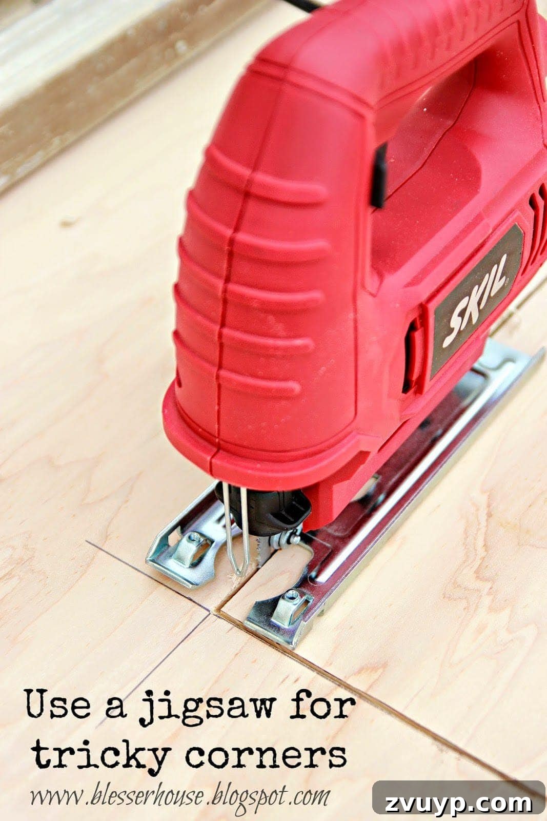 Jigsaw used for precise corner cuts
