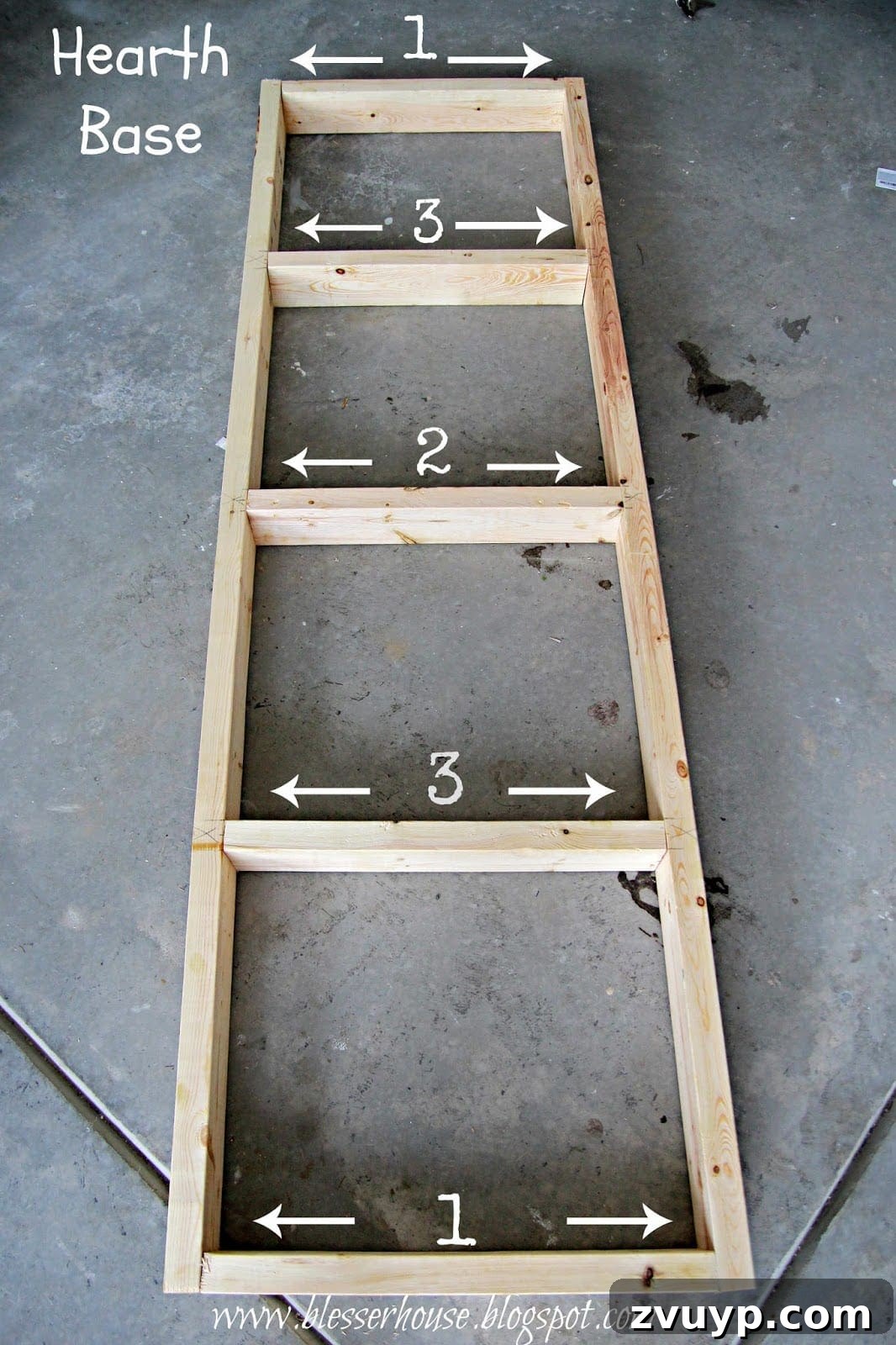 Hearth base frame assembly diagram