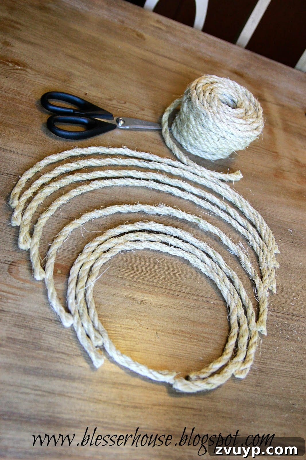 Measuring and cutting rope pieces for swags