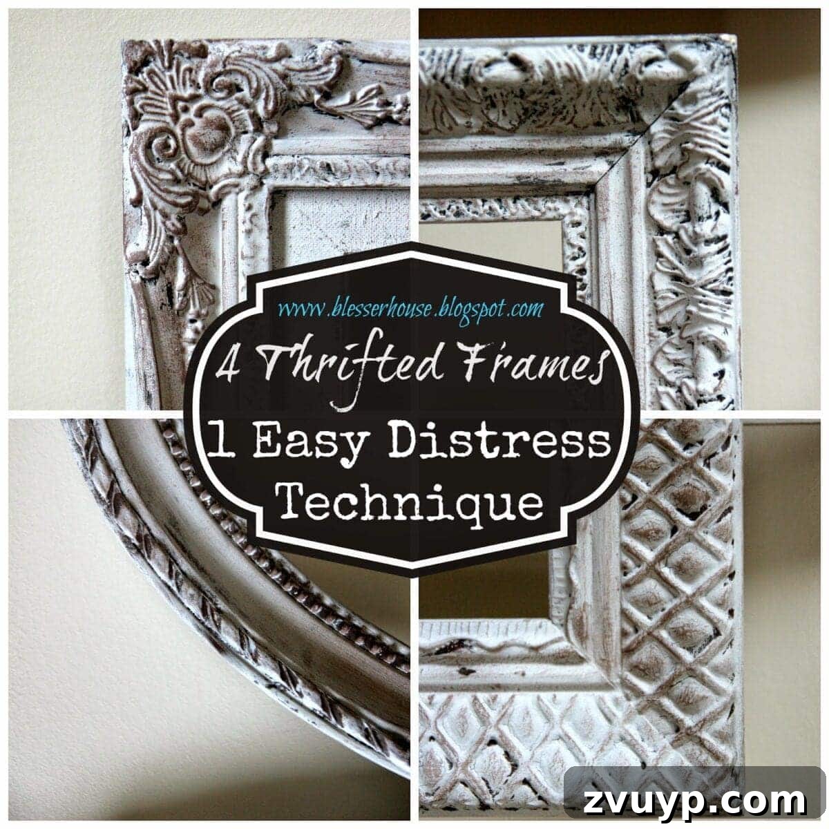 The Simple Trick to Distressing 4 Thrifted Frames 2 distressed frames after