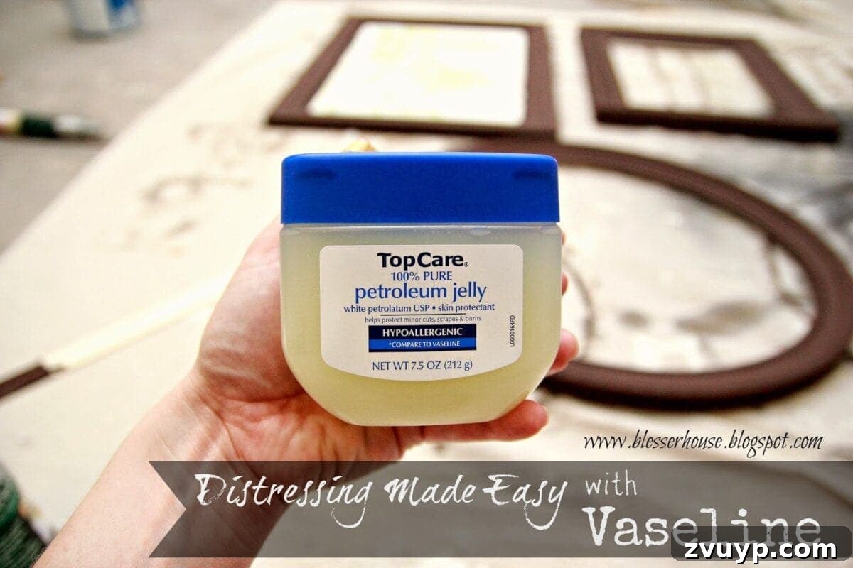 The Simple Trick to Distressing 4 Thrifted Frames 6 distressed frames applying vaseline