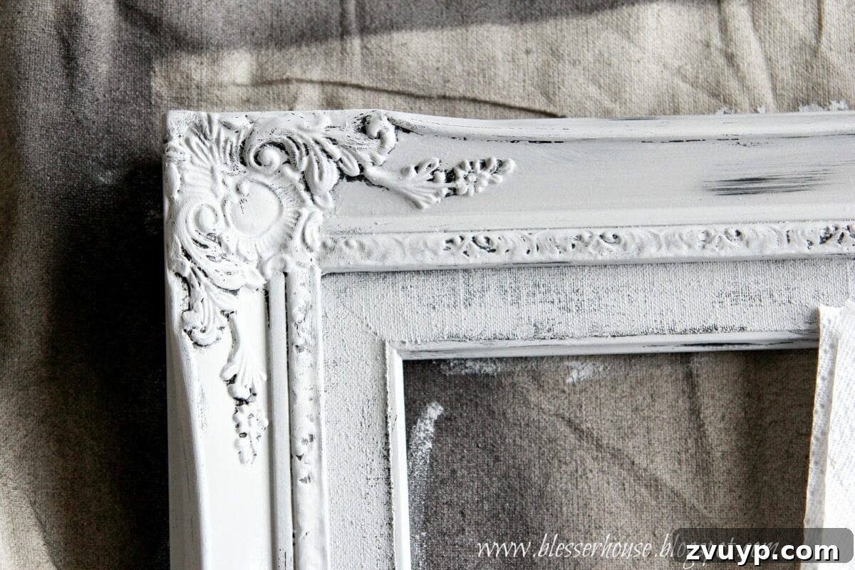 The Simple Trick to Distressing 4 Thrifted Frames 8 distressed frames top coat