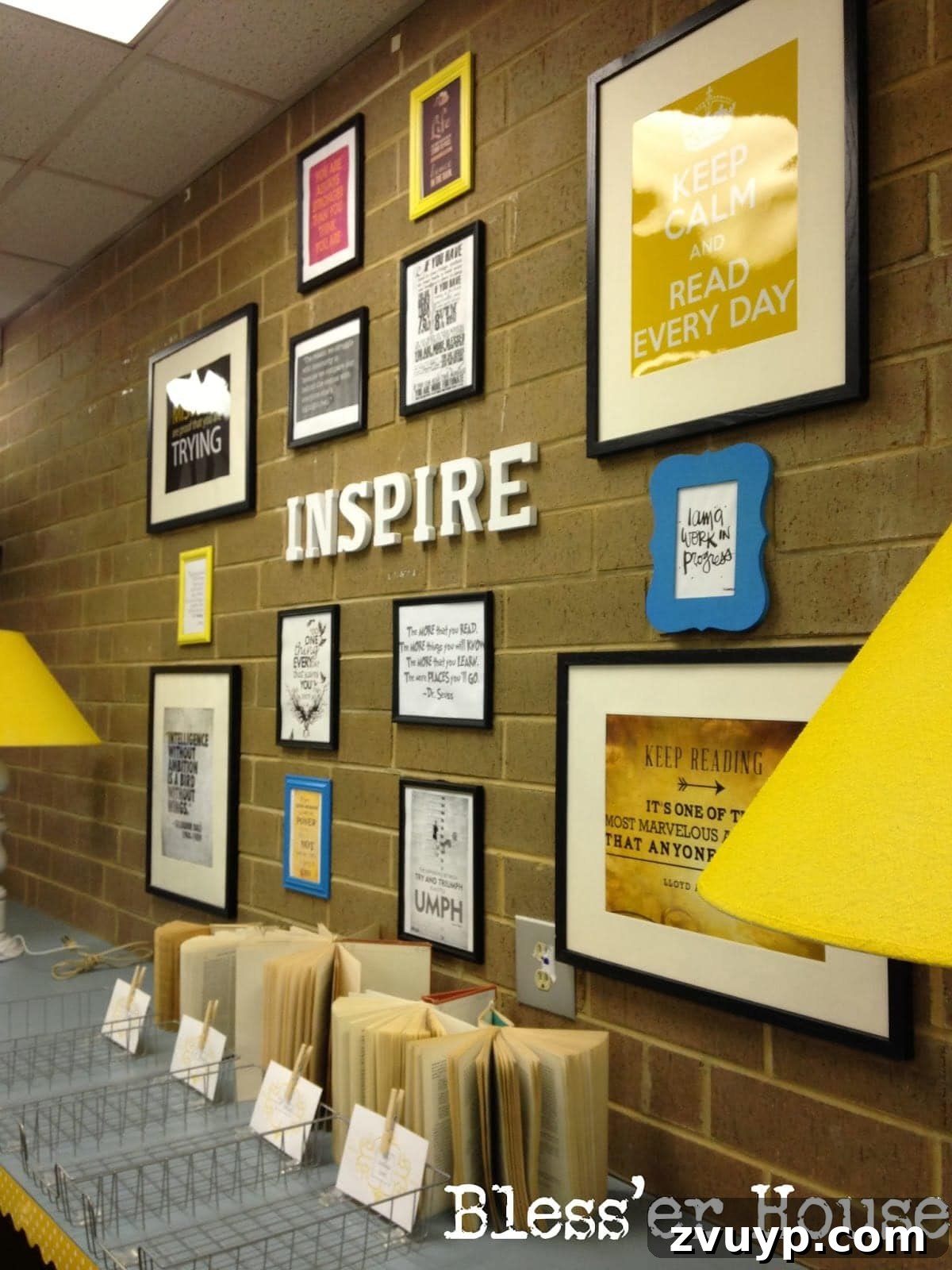 A closer look at the 'Inspiration Wall,' showcasing a variety of carefully selected quotes and artistic elements.