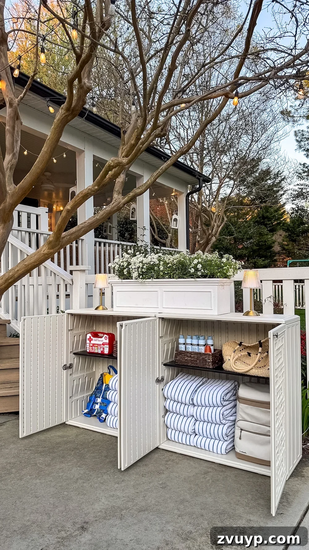 Stylish Storage Solutions That Work in Real Homes 13 backyard party guest hosting station outdoor buffet table using deck boxes