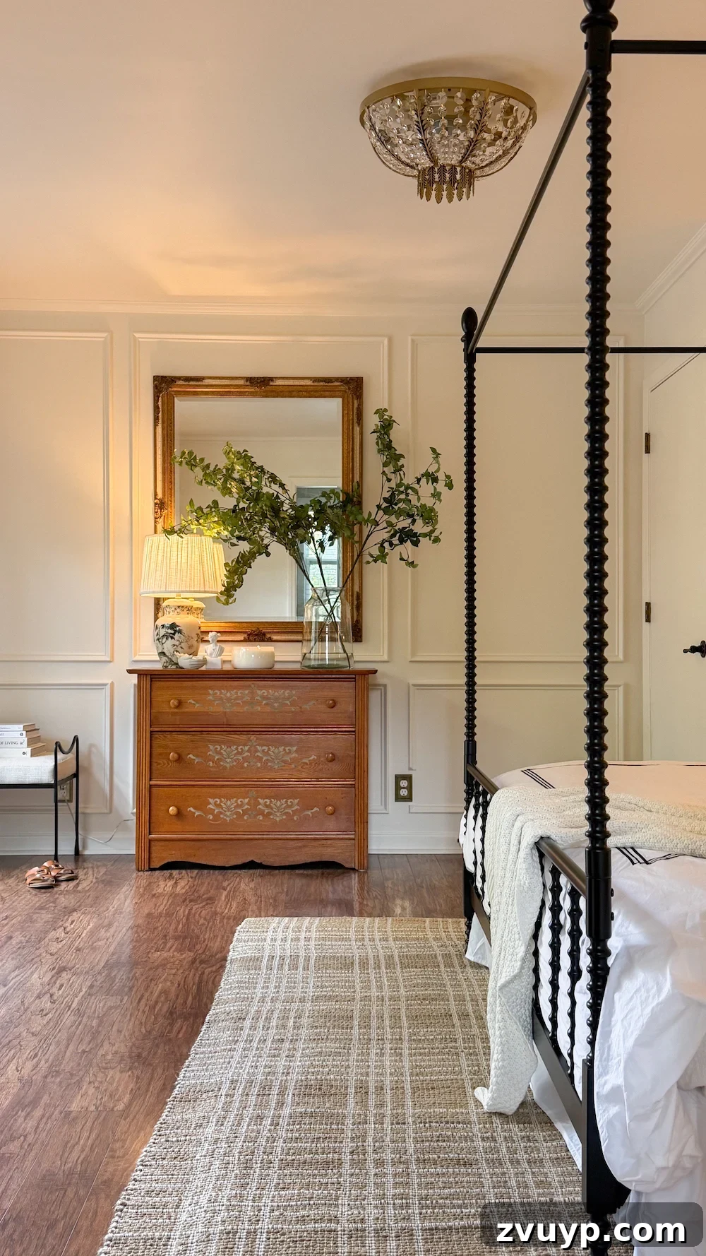 Layer Lighting Like an Interior Designer: Tips for Every Room 12 classic modern french country bedroom with layered lighting and canopy bed